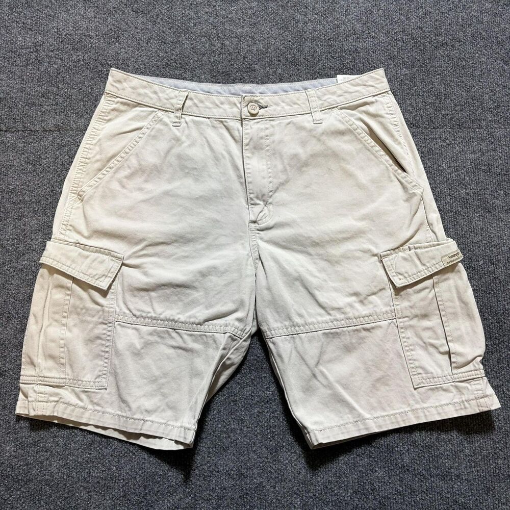 Wrangler Cargo Shorts Mens 32 Beige Relaxed Fit Cotton Canvas Summer Casual